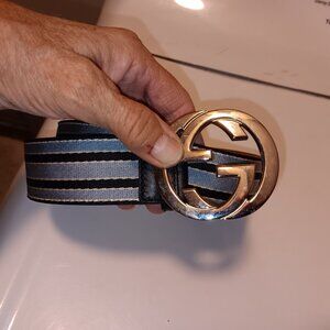 GUCCI STRIPED  INTERLOCKING GG BELT